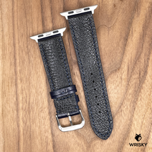 Load image into Gallery viewer, #992 (Suitable for Apple Watch) Dark Blue Crocodile Belly Leather Watch Strap with Blue Stitches