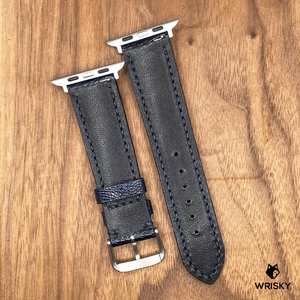 #844 (Suitable for Apple Watch) Deep Sea Blue Ostrich Leg Leather Watch Strap