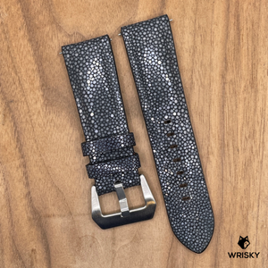 #1026 24/22mm Black Stingray Leather Watch Strap