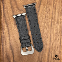 Load image into Gallery viewer, #634 (Suitable for Apple Watch) Black Crocodile Belly Leather Watch Strap with Black Stitches