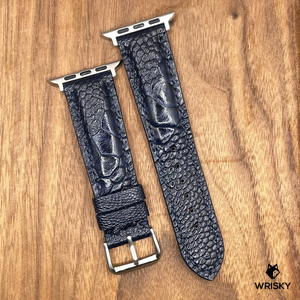 #844 (Suitable for Apple Watch) Deep Sea Blue Ostrich Leg Leather Watch Strap