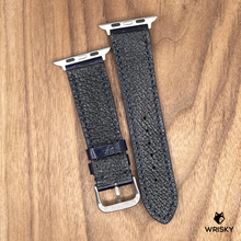 Load image into Gallery viewer, #987 (Suitable for Apple Watch) Dark Blue Crocodile Belly Leather Watch Strap with Blue Stitches