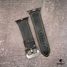 Load image into Gallery viewer, #589 (Suitable for Apple Watch) Dark Brown Ostrich Leg Leather Watch Strap with Yellow Stitches