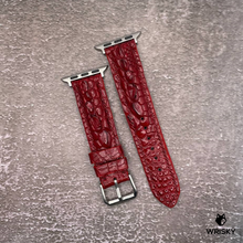 Load image into Gallery viewer, #549 (Suitable for Apple Watch) Wine Red Hornback Crocodile Leather Watch Strap with Red Stitches