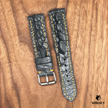 Load image into Gallery viewer, #724 (Quick Release Spring Bar) 20/18mm Gunmetal Grey Hornback Crocodile Leather Watch Strap with Orange Stitches