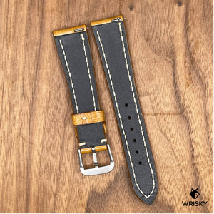 #862 (Quick Release Spring Bar) 19/16mm Light Brown Crocodile Belly Leather Watch Strap with Cream Stitches