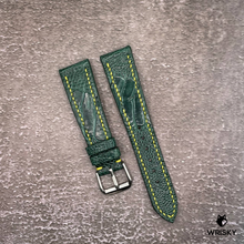 Load image into Gallery viewer, #569 20/16mm Emerald Green Ostrich Leg Leather Watch Strap with Yellow Stitches