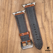 Load image into Gallery viewer, #1036 (Suitable for Apple Watch) Cognac Brown Crocodile Belly Leather Watch Strap with Brown Stitches