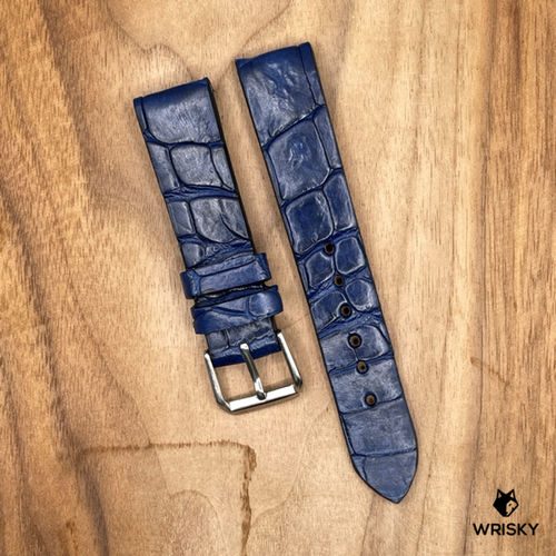 #888 17/16mm Blue Crocodile Leg Leather Watch Strap
