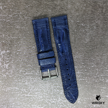Load image into Gallery viewer, #460 22/20mm Deep Sea Blue Ostrich Leg Leather Watch Strap with Blue Stitches