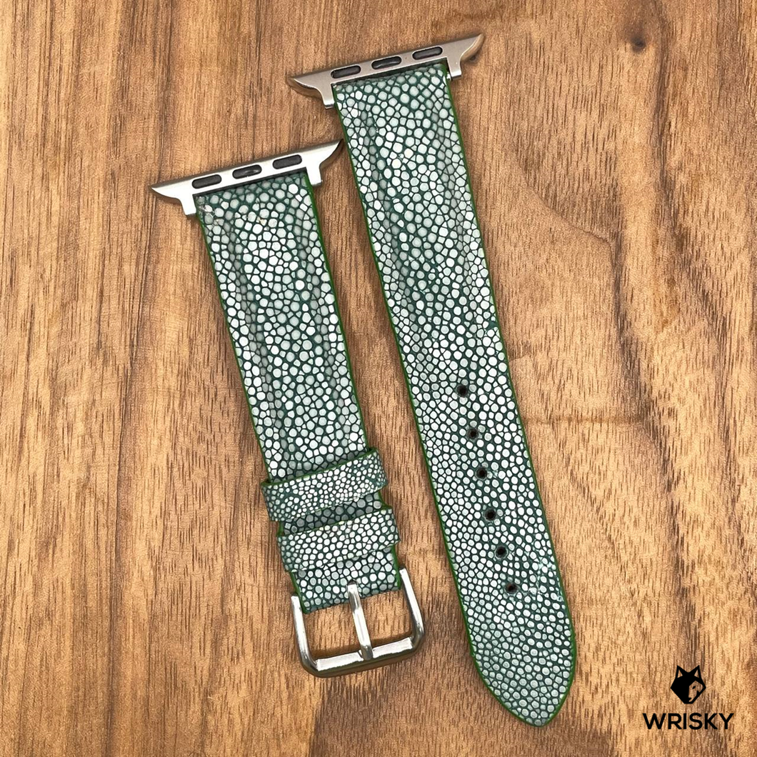 #845 (Suitable for Apple Watch) Green Stingray Leather Watch Strap
