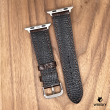 Load image into Gallery viewer, #995 (Suitable for Apple Watch) Dark Brown Crocodile Belly Leather Watch Strap with Dark Brown Stitches
