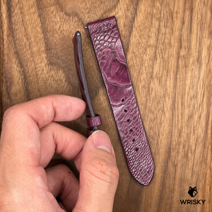 #675 (Quick Release Spring Bar) 20/18mm Mulberry Purple Ostrich Leg Leather Watch Strap