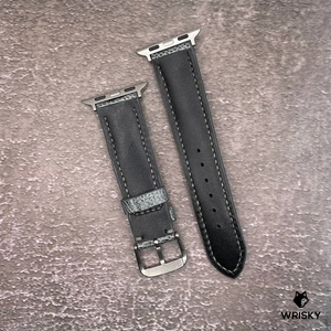 #550 (Suitable for Apple Watch) Grey Ostrich Leg Leather Watch Strap with Grey Stitches