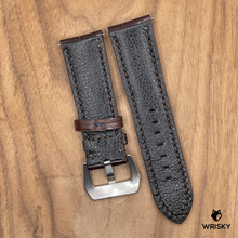 Load image into Gallery viewer, #1027 24/22mm Dark Brown Crocodile Belly Leather Watch Strap with Dark Brown Stitches