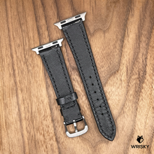 Load image into Gallery viewer, #930 (Suitable for Apple Watch) Black Crocodile Belly Leather Watch Strap with Black Stitches