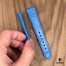 Load image into Gallery viewer, #972 20/16mm Sky Blue Crocodile Belly Leather Watch Strap with Sky Blue Stitches