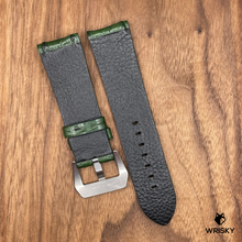 Load image into Gallery viewer, #710 24/22mm Dark Green Double Row Hornback Crocodile Leather Watch Strap