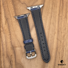 Load image into Gallery viewer, #1041 (Suitable for Apple Watch) Blue Crocodile Belly Leather Watch Strap with Blue Stitches
