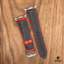 Load image into Gallery viewer, #679 (Suitable for Apple Watch) Chilli Red Crocodile Leather Watch Strap with Red Stitches