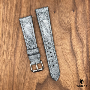 #712 (Quick Release Spring Bar) 20/16mm Grey Ostrich Leg Leather Watch Strap with Grey Stitches