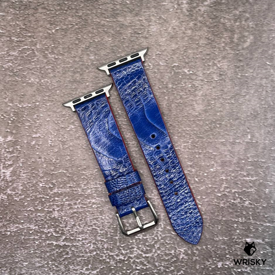 #555 (Suitable for Apple Watch) Royal Blue Ostrich Leg Leather Watch Strap