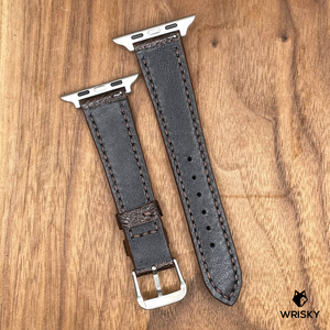 #846 (Suitable for Apple Watch) Grey Ostrich Leg Leather Watch Strap with Grey Stitches