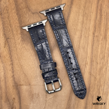 Load image into Gallery viewer, #1044 (Suitable for Apple Watch) Dark Blue Crocodile Leather Watch Strap with Dark Blue Stitches