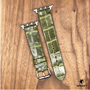 #785 (Suitable for Apple Watch) Seaweed Green Crocodile Belly Leather Watch Strap