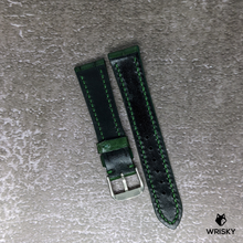 Load image into Gallery viewer, #474 19/16mm Dark Green Crocodile Belly Leather Watch Strap with Dark Green Stitches