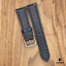 Load image into Gallery viewer, #948 (Quick Release Spring Bar) 21/18mm Dark Blue Crocodile Belly Leather Watch Strap with Dark Blue Stitches