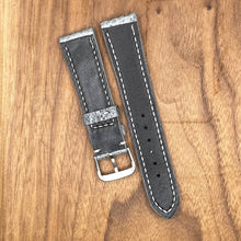 Load image into Gallery viewer, #855 21/18mm Grey Ostrich Leg Leather Watch Strap with Grey Stitches